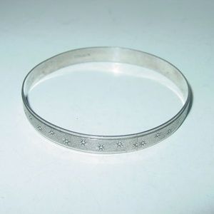Sterling Bangle Bracelet with Stars Pattern